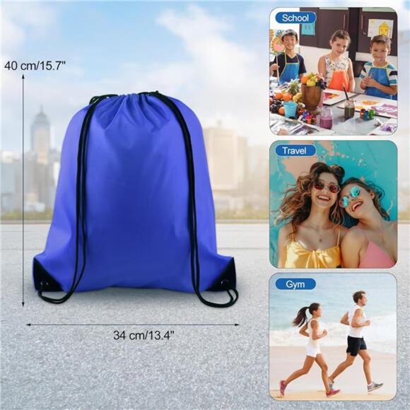 40Pcs Blue Drawstring Backpack Bags Sack Drawstring Bags Bulk String Backpack - Picture 4 of 8